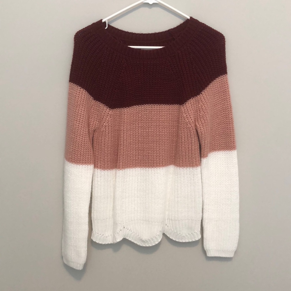 Harper Heritage Small Knit Sweater Maroon, Pink, White